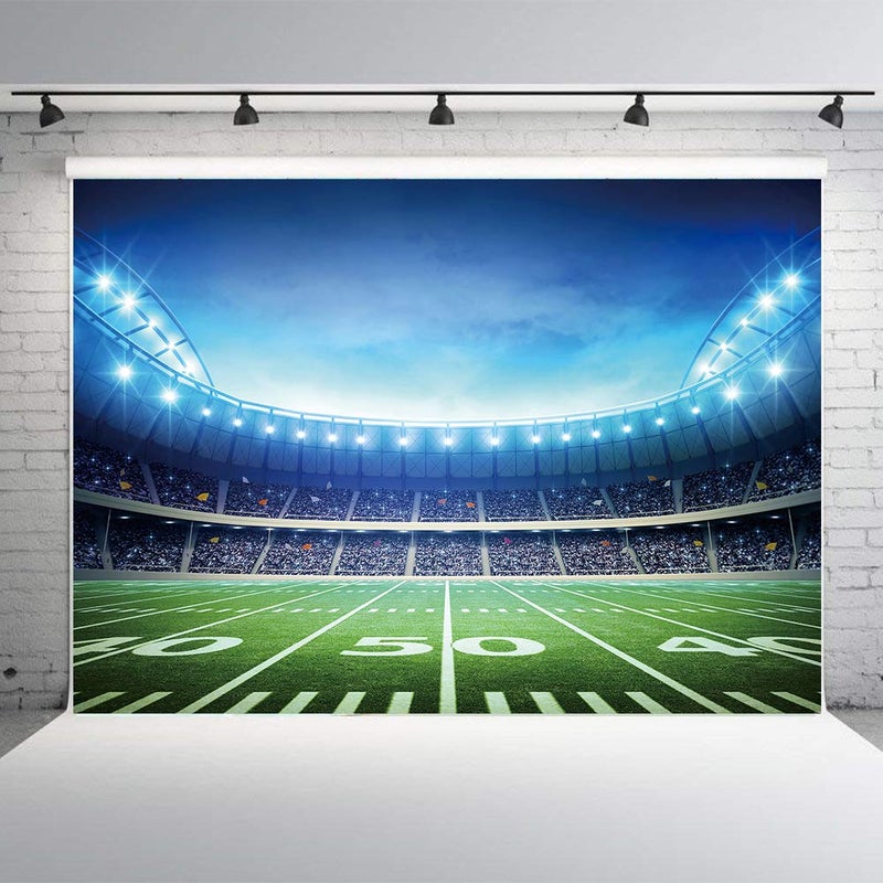 INRUI RUINI Football Field Photography Backdrop Football Field AuditoriumLight Themed Party Decorations Banner 7x5FT - Image 1